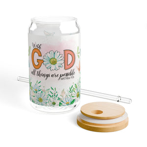 With God All Things Are Possible Sipper Glass, 16oz