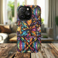 Luminous Whirl Tough Magnetic iPhone Cases, Vibrant Protection, Unique Floral Print, Durable Cover, Gift for Tech Lovers, iPhone Accessory, Stained Glass iPhone Design.