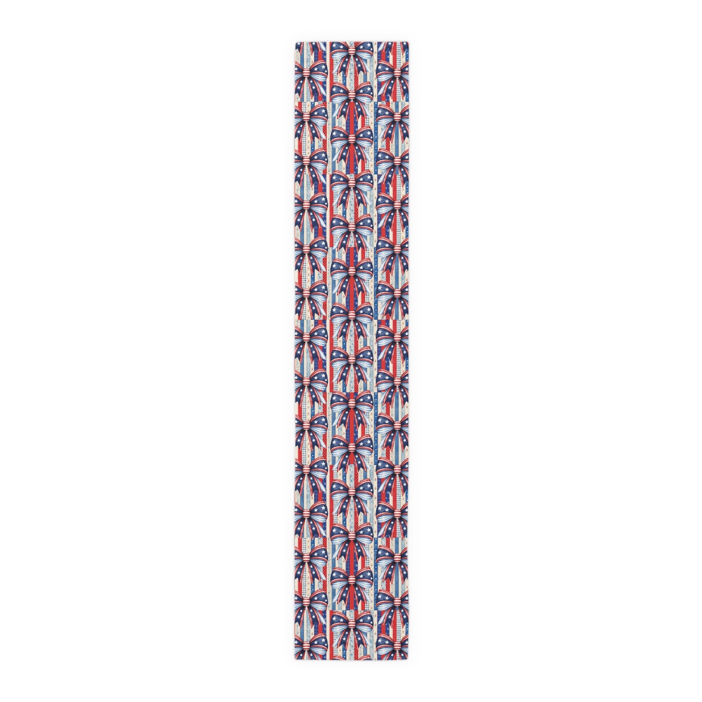 Patriotic Ribbon Table Runner — American Flag Stars & Stripes Cotton-Blend