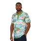 Tropical Escape Polo Shirt, Vibrant Summer Style, Beachwear, Vacation Outfit, Unisex Casual Wear, Floral Print Top, Gift for Travelers