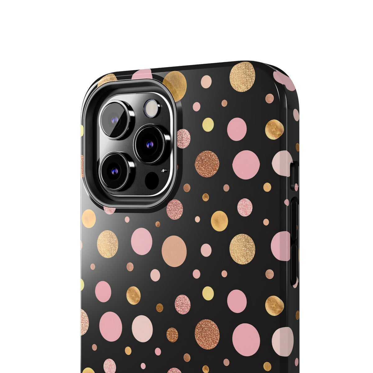 Personalized Gold & Pink Confetti Tough Phone Case — Glitter Dot Protective Phone Cover