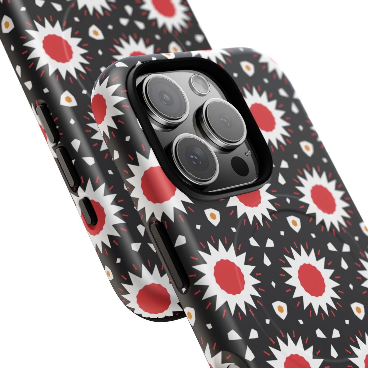 Crimson Spark Radiance Bold Floral Magnetic iPhone Cases, Stylish Tough Cases, Unique iPhone Accessories, Perfect Gift for Her, Trendy Tech Gear.