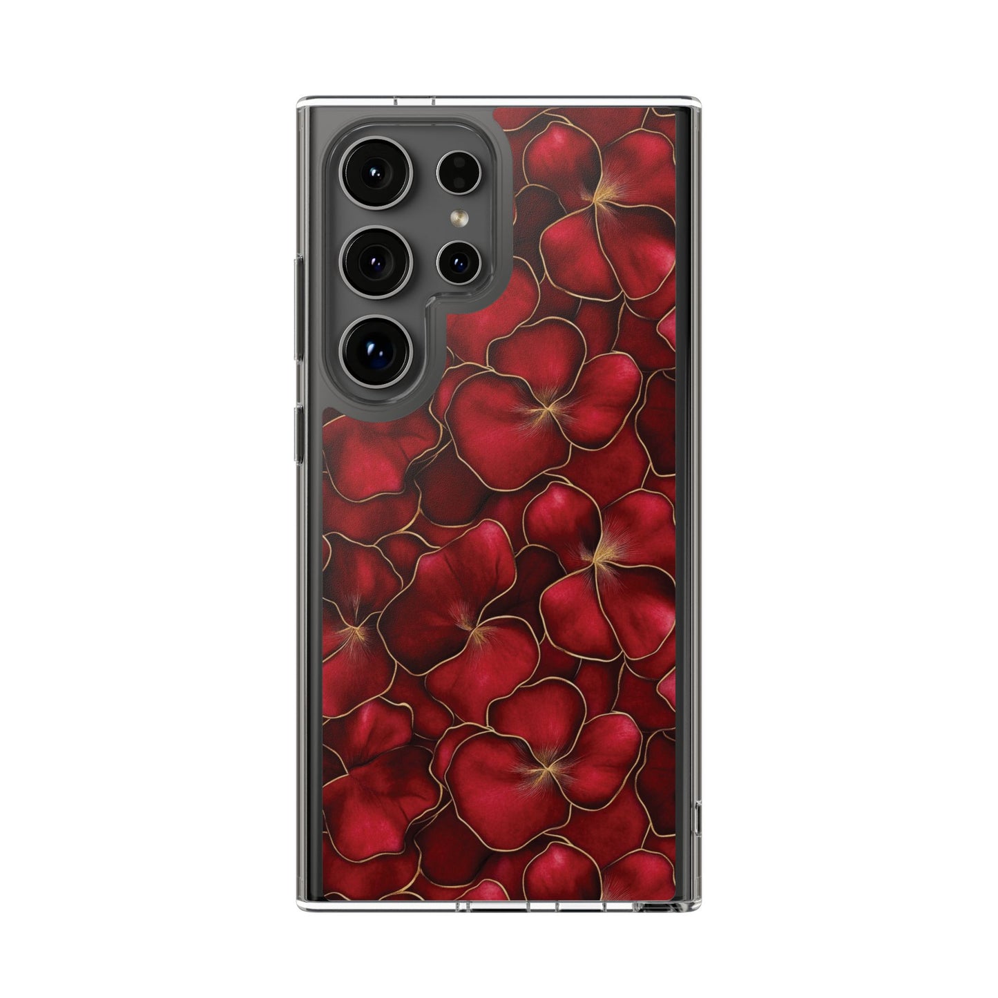 Velvet Petal Noir Floral Petal Clear Impact-Resistant iPhone and Samsung Case.