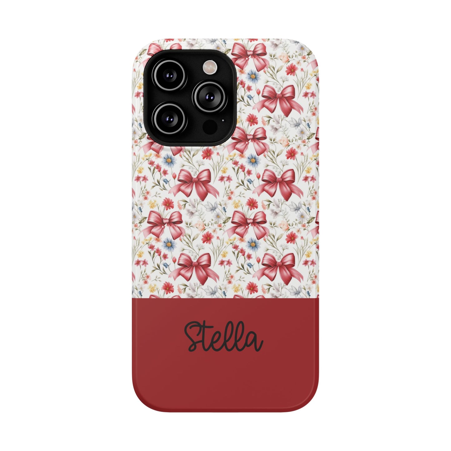 Personalized Rosette Coquette Floral Bow iPhone and Samsung Impact-Resistant Case — Custom Name Case