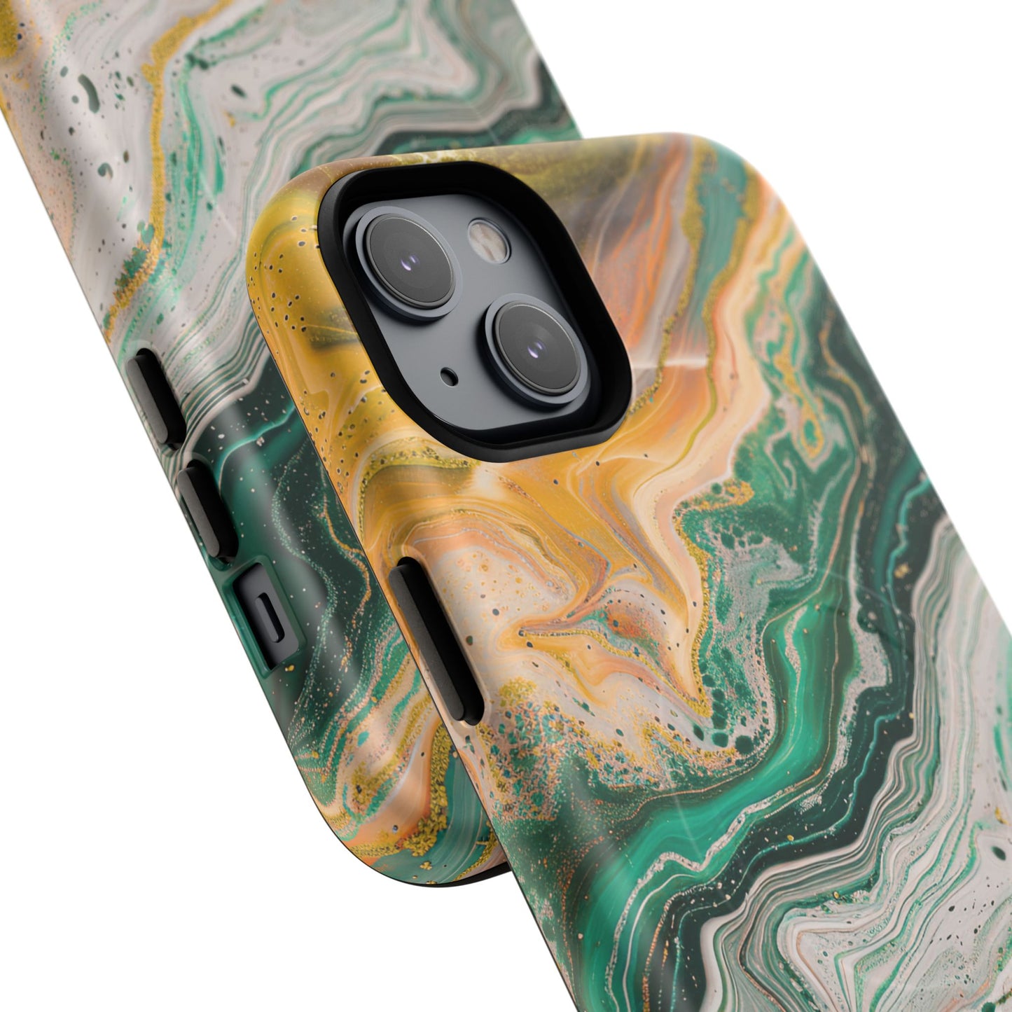 Magnetic iPhone Cases with Green Marble Design, Tough Magnetic Cases, iPhone Accessories, Gift for Her, Trendy iPhone Cover