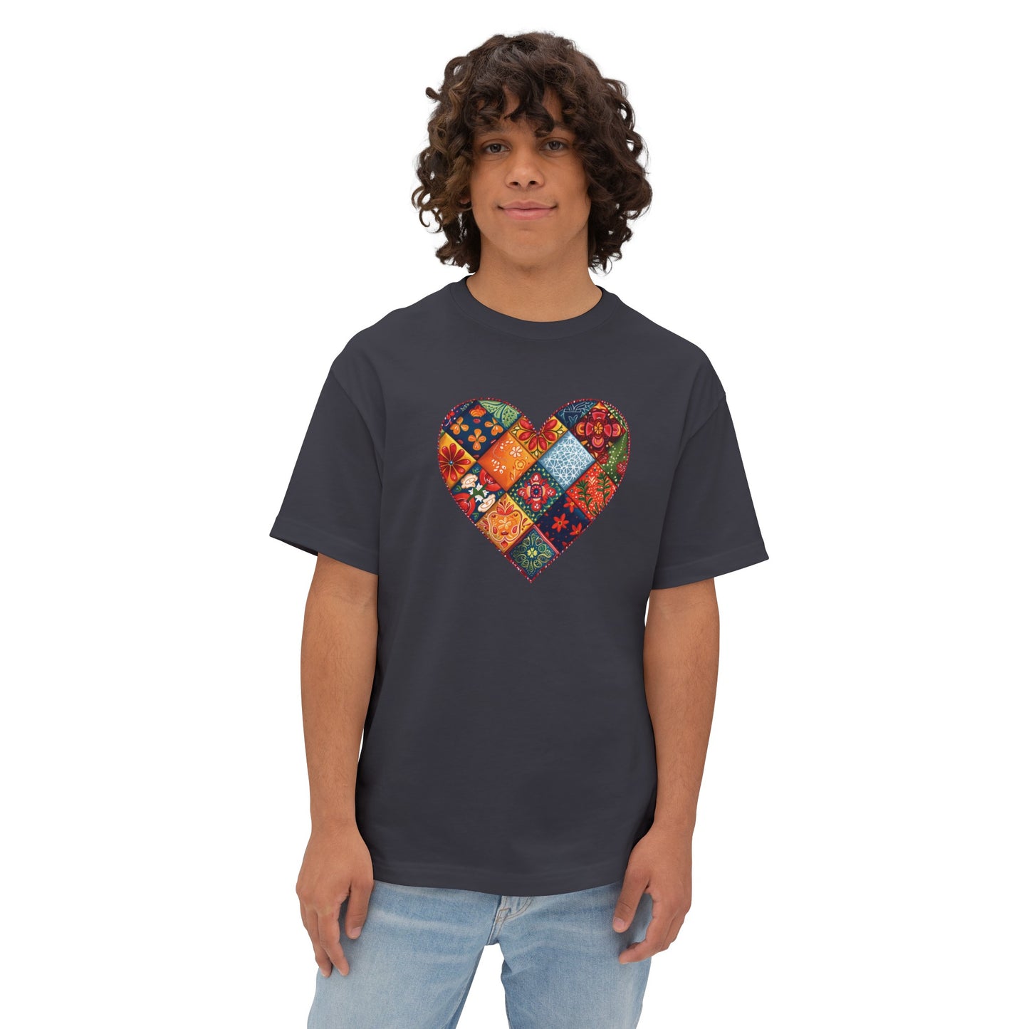 Patchwork Hearts Unisex Oversized Bella Canvas Boxy Tee