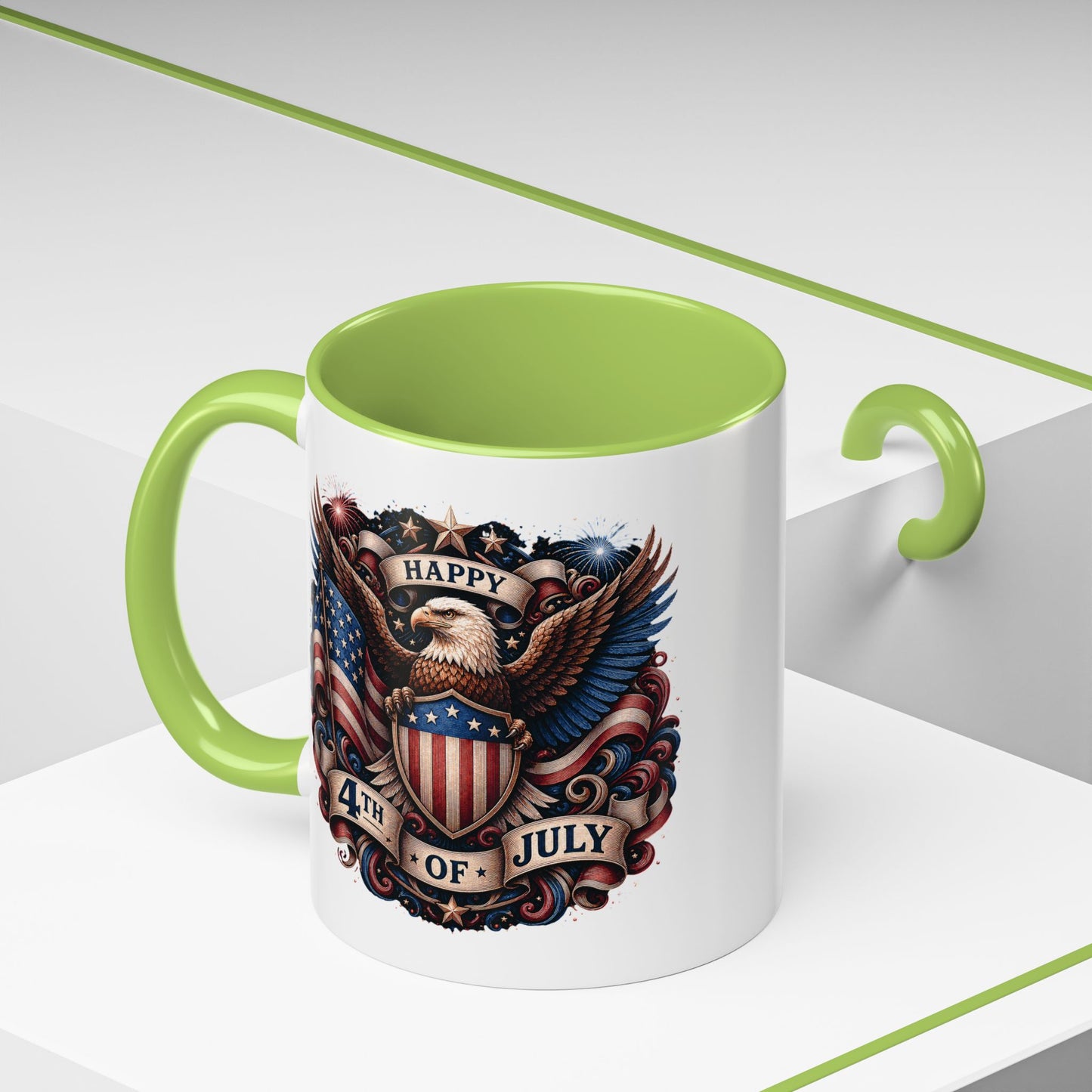 4th of July Eagle Coffee Mug — Patriotic American Flag Accent Mug (11/15oz)