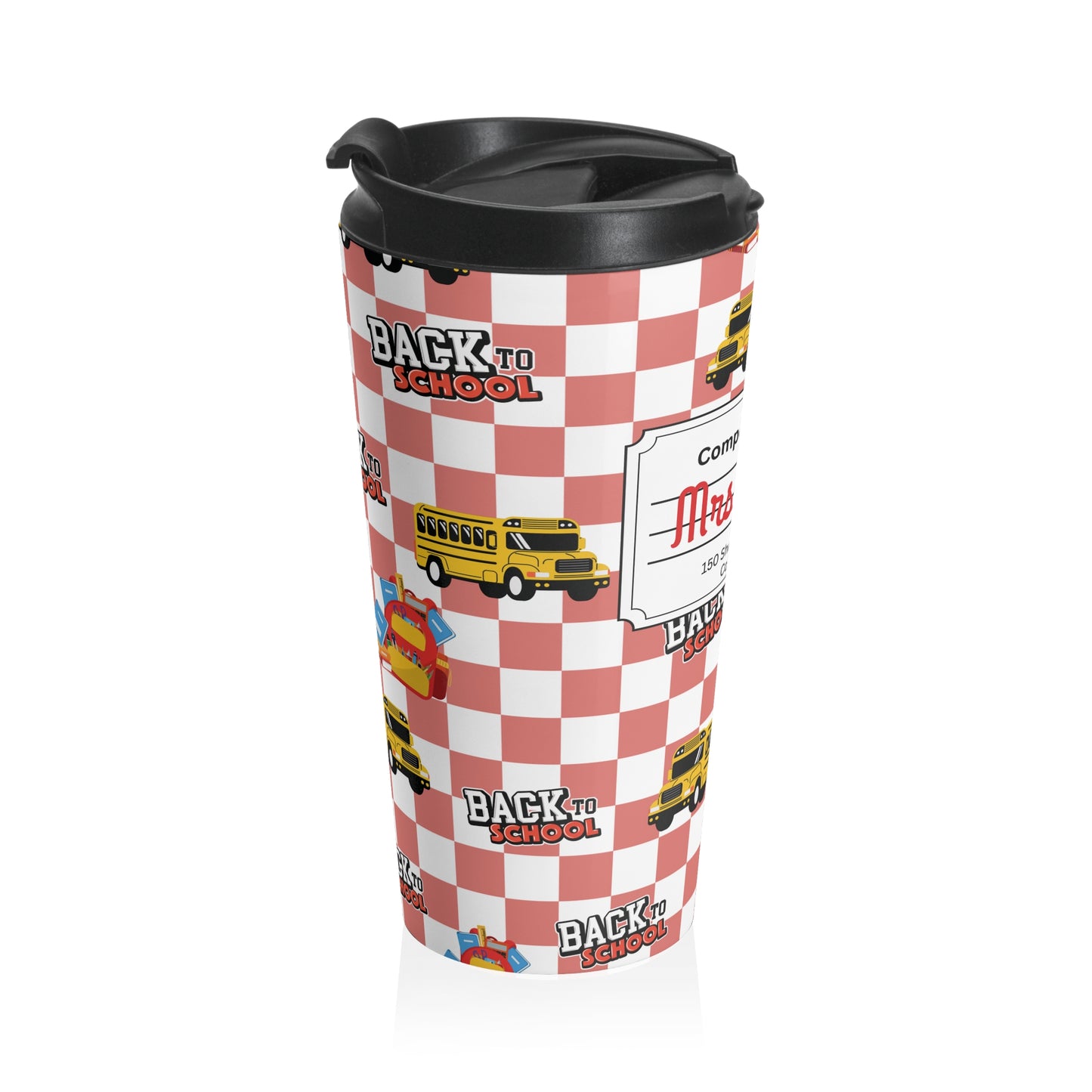 Customizable Red SchoolYard Chic Composition Book Inspired Travel Mug, Personalized Gift for Teachers, Back to School Drinkware, Christmas Present, Stylish Coffee Cup