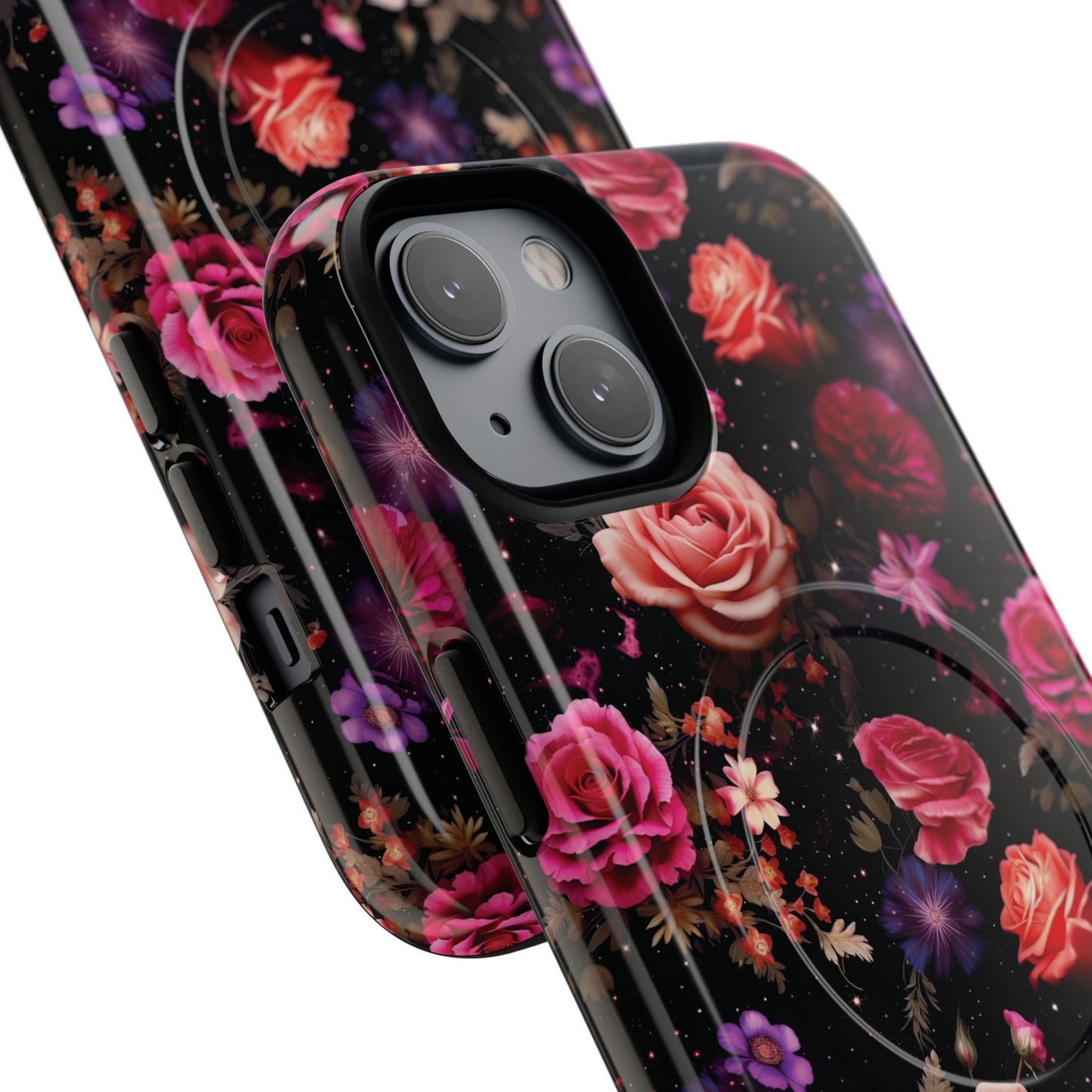 Starry Rose Garden Tough Magnetic Phone Case, Stylish Phone Cover, Gift for Her, Elegant Floral Design, Durable Phone Accessories