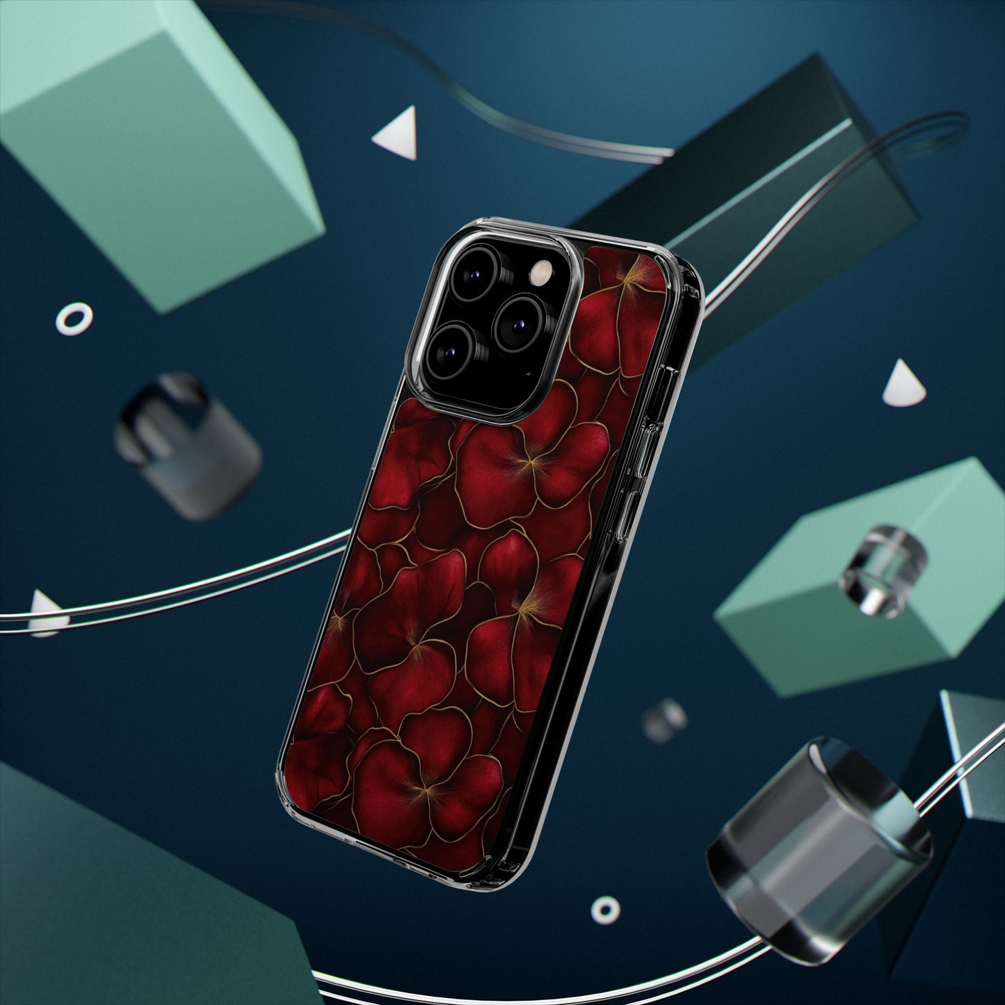 Velvet Petal Noir Floral Petal Clear Impact-Resistant iPhone and Samsung Case.