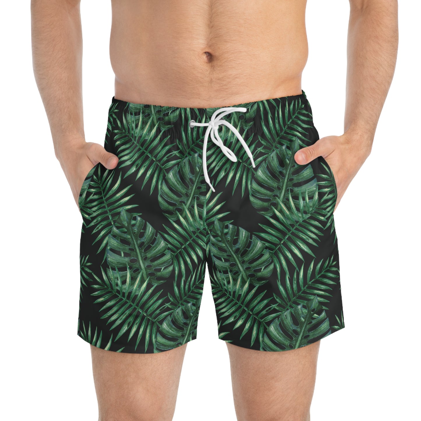 Black Tropical Bliss Swim Trunks (AOP)