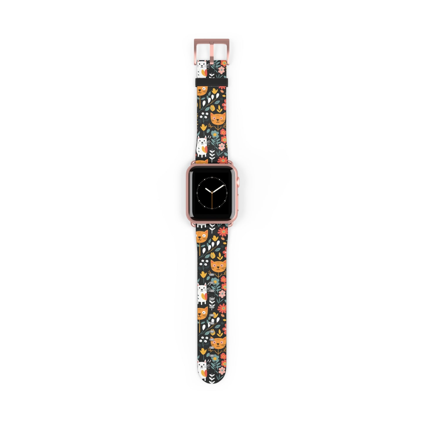 Whimsical Feline Garden Watch Band for Pet and Floral Lovers,