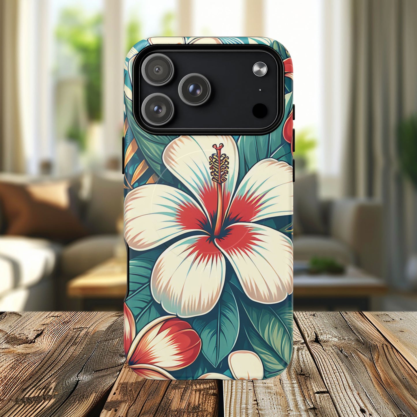 Tropical Hibiscus MagSafe® iPhone® Tough Case - Stylish Phone Protection Gift for Nature Lovers, Vibrant, Summer Vibes.