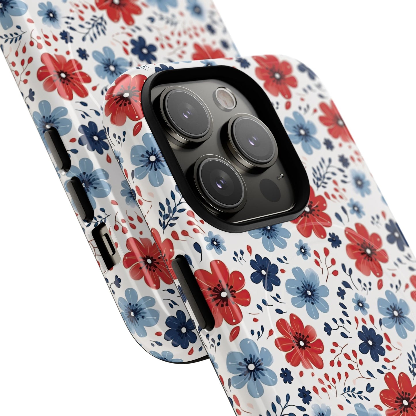 Patriotic Floral Dreams Tough Magnetic iPhone Cases, Durable, Stylish, Gift for Her, Protective Phone Cover, Spring Floral Design