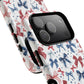 Patriotic Coquette Tough iPhone Magnetic Case, Stylish Gift for Her, Summer Celebrations, Cute Bow Design
