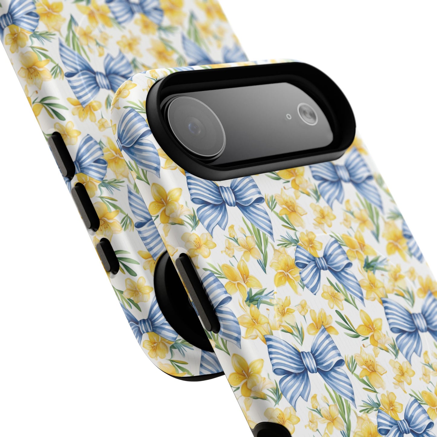 Sunshine Blue Coquette Bows Tough iPhone Magnetic Case for iPhones, Cute iPhone Cover, Spring Gift, Durable Case, Custom iPhone Protection