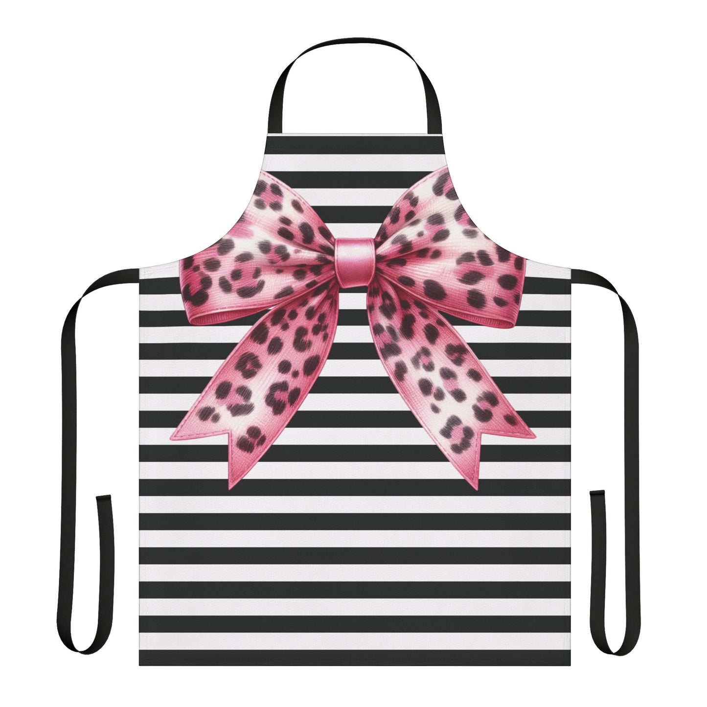 Striped Pink Animal Print Bow Chef's Apron