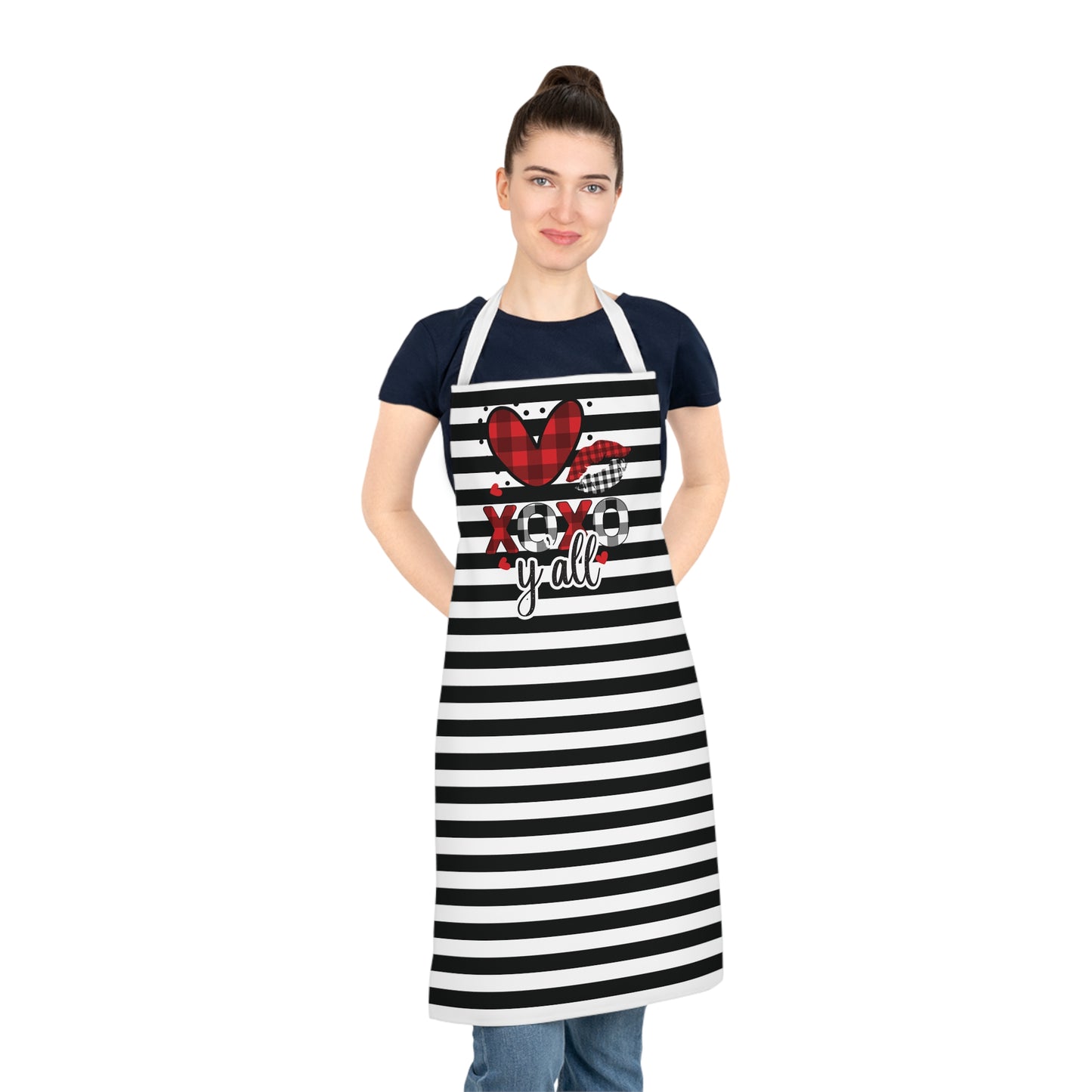 Striped Love You Chef Apron with Loop & Ties