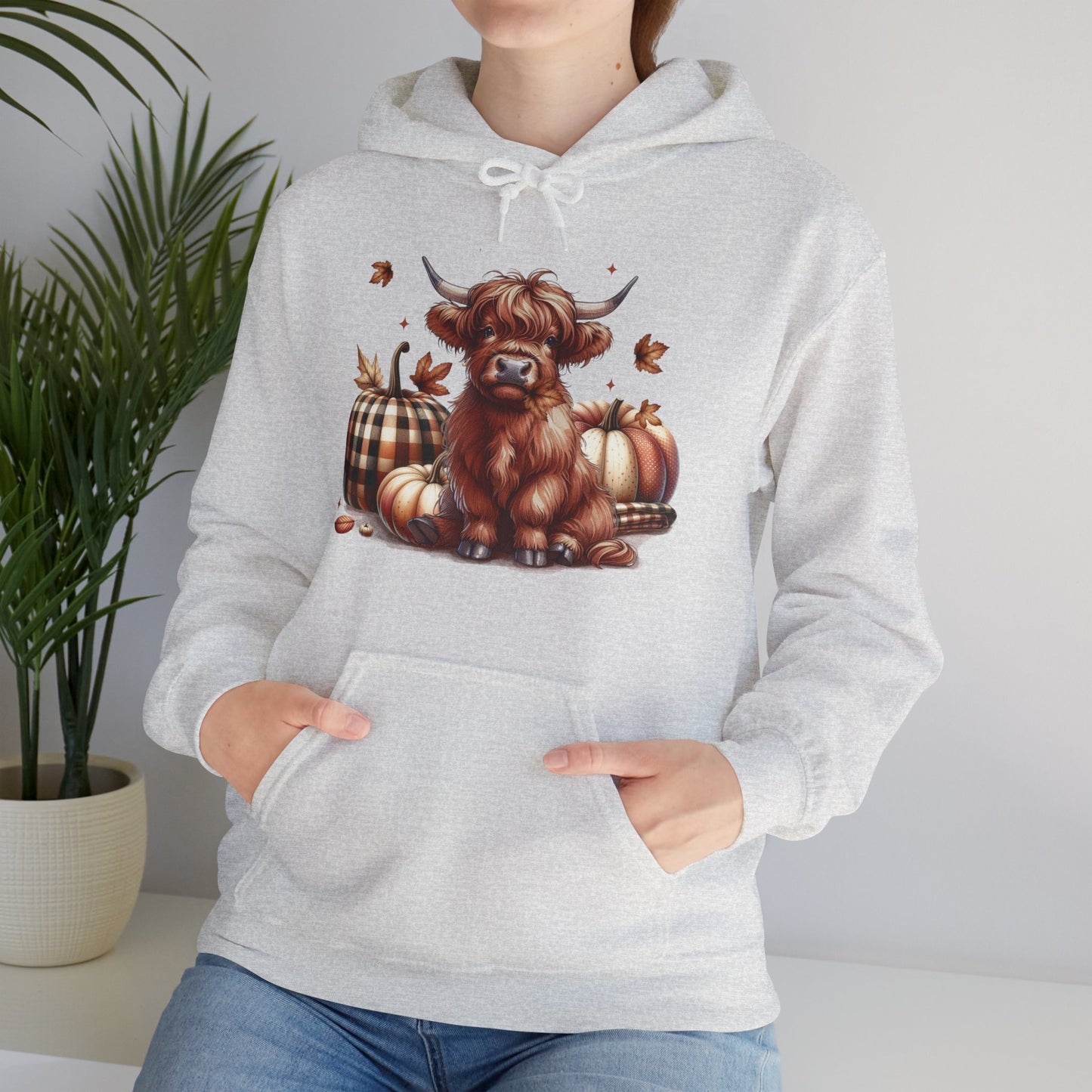 Autumn Highland Cow Charm Unisex Heavy Blend™ Hooded Sweatshirt