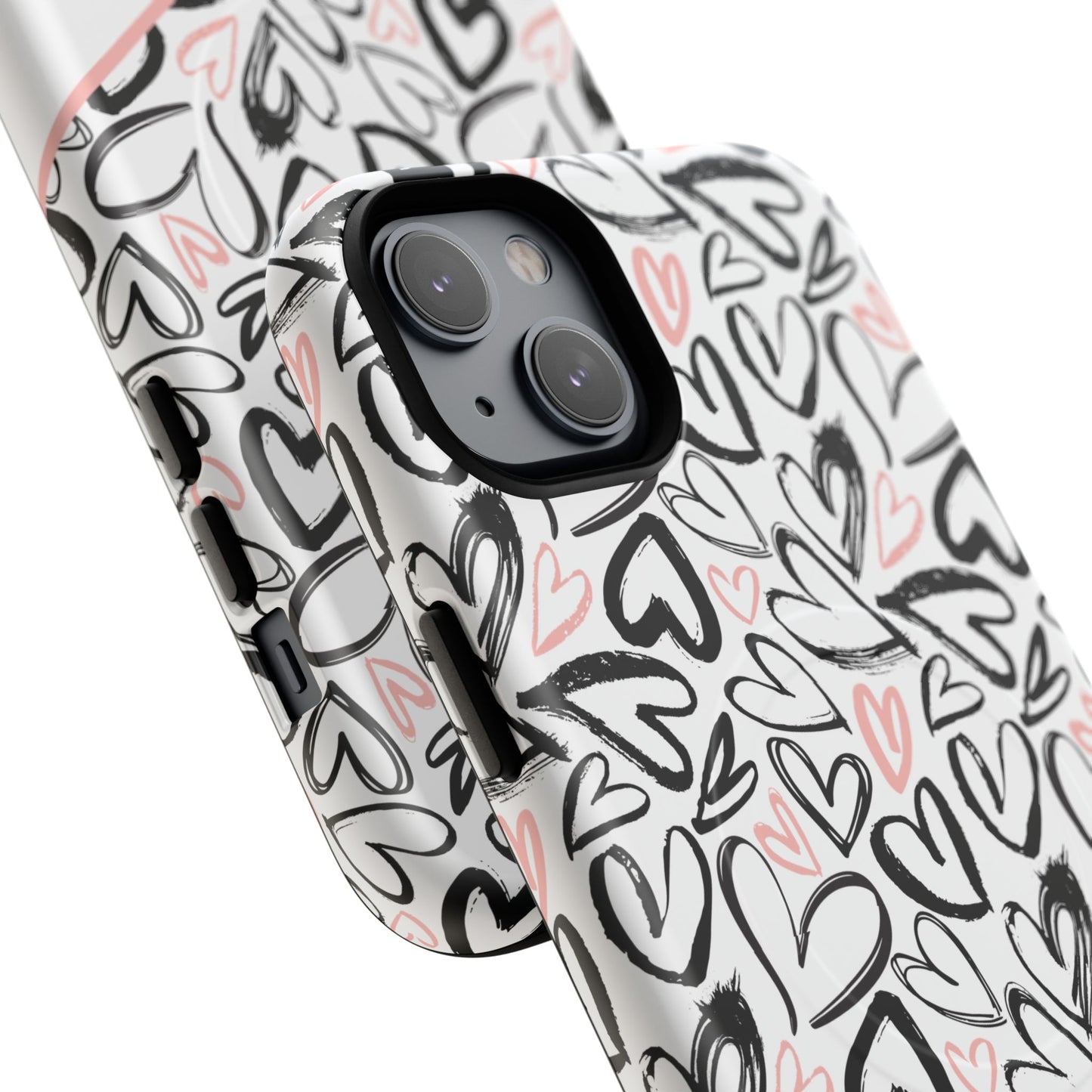 Heart Scribbles Tough Magnetic MagSafe®Case - Cute, Stylish, Gifts for Her, Love, Valentine's Day,  iPhone® 13, 14, 15, 16, 17, Pro, Pro Max, Plus Cases.