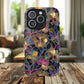 Chromatic Bloom Tough iPhone Magnetic Case, Tough iPhone Cover, Floral iPhone Accessory, Birthday Gift, Elegant Tech Decor, MagSafe Stained Glass Pattern.