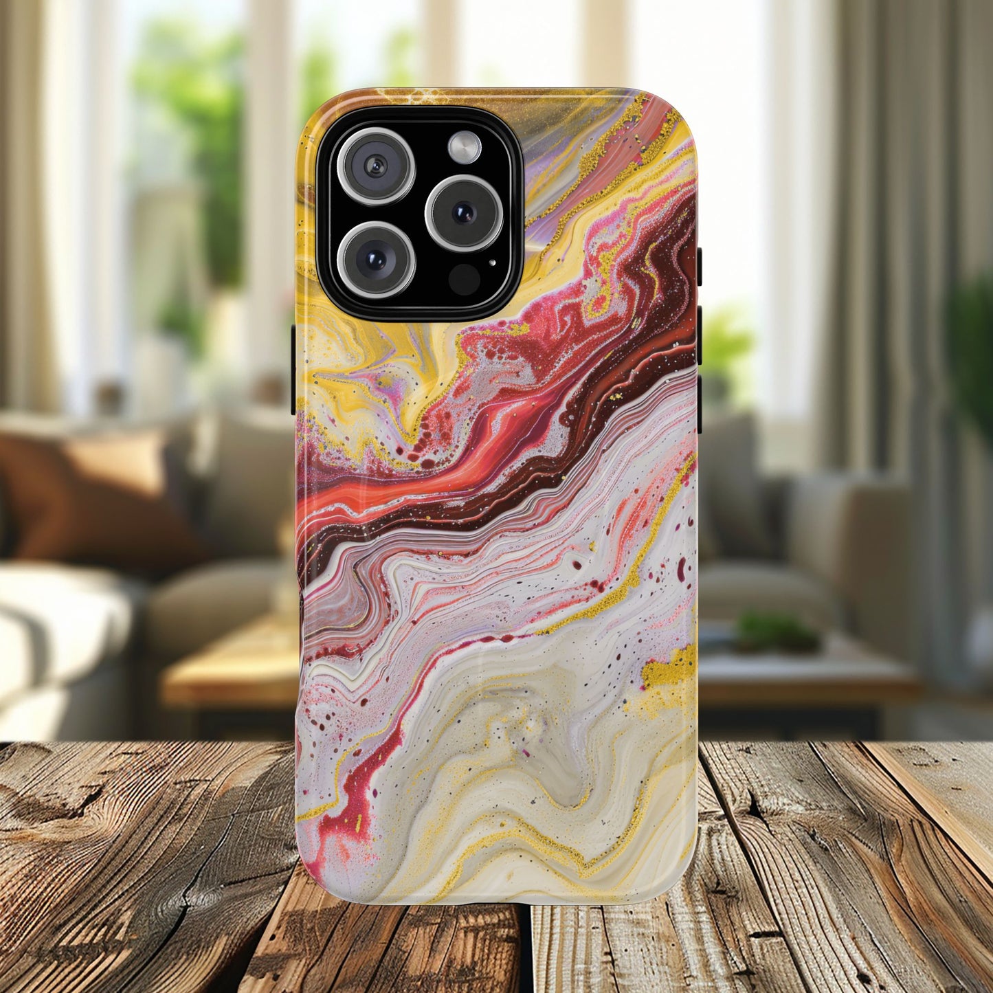 Colorful Red Marble iPhone Case, Tough Magnetic Cases, Stylish iPhone Protection, Unique Gift for iPhone Lovers, iPhone Accessories