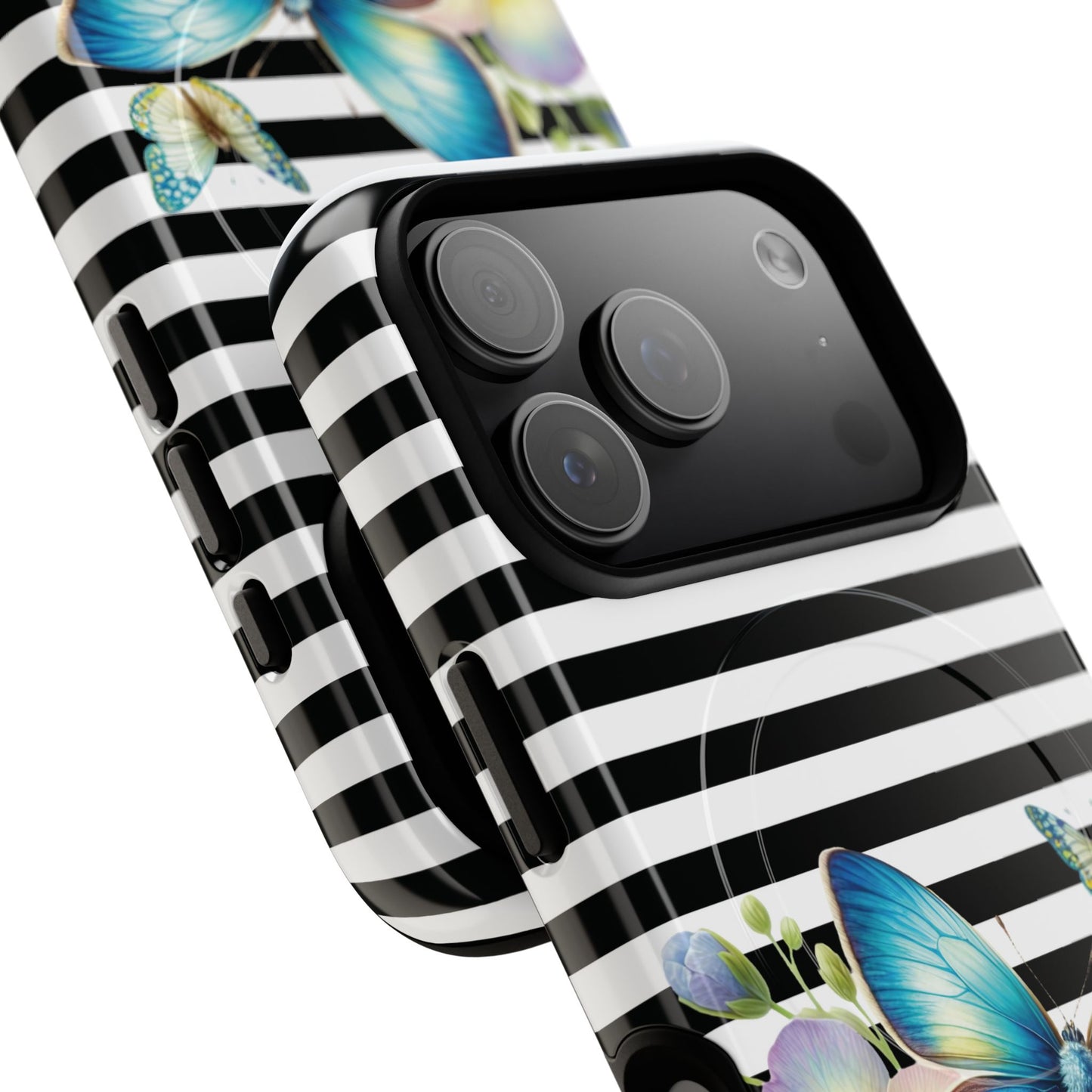 Pansy Parade Tough iPhone Magnetic Cases, Floral Tough Case, Striped iPhone Magnetic Cover, Phone Accessory, Gift for Nature Lovers