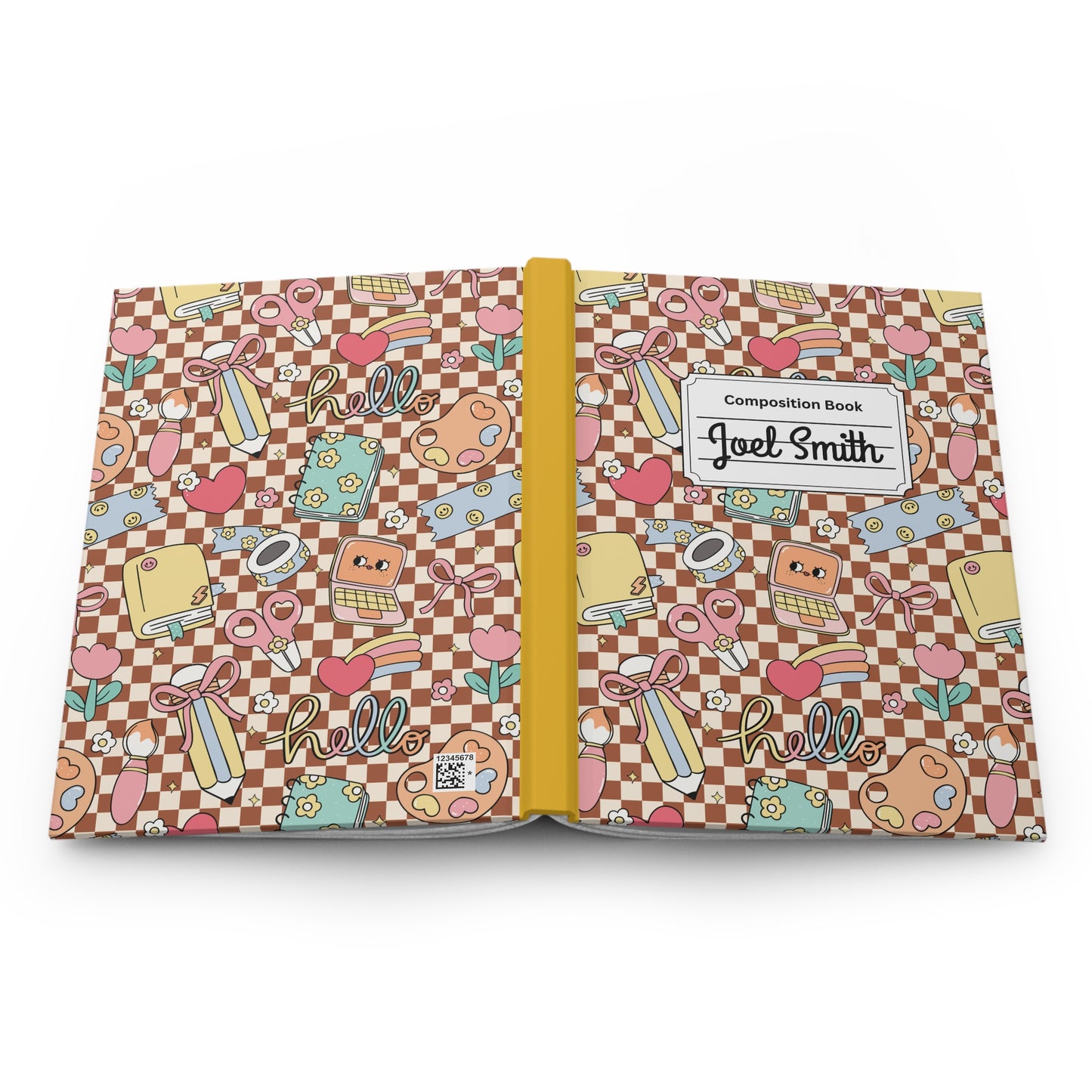 Custom Brown Doodle Daydream Composition Book Inspired Ruled Hardcover Journal for Kids, Fun School Notebook, Customizable Composition Book, Back to School Gift, Learning Organizer