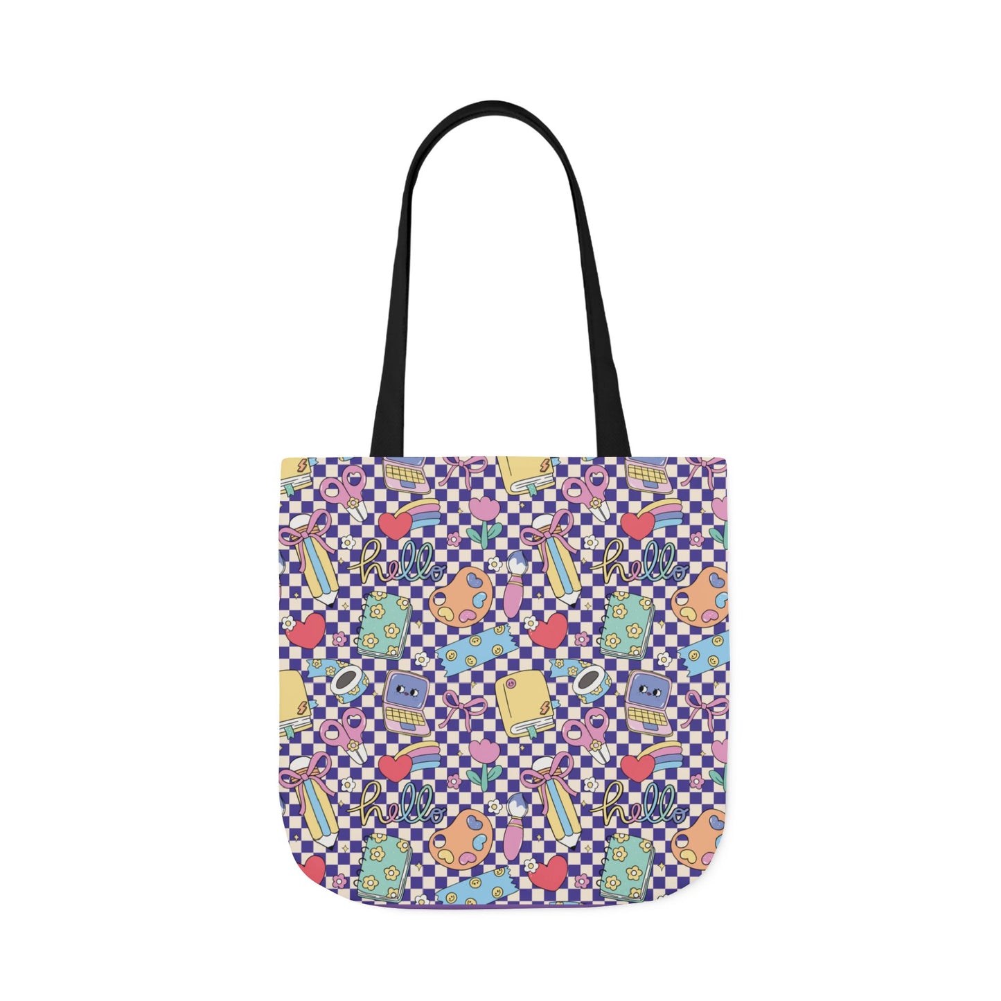 Personalized Purple Doodle Daydream Composition Book Inspired Canvas Tote Bag with Colorful Straps, Cute School Bag, Eco-Friendly Tote, Back to School Shopping Bag, Teacher Gift Idea