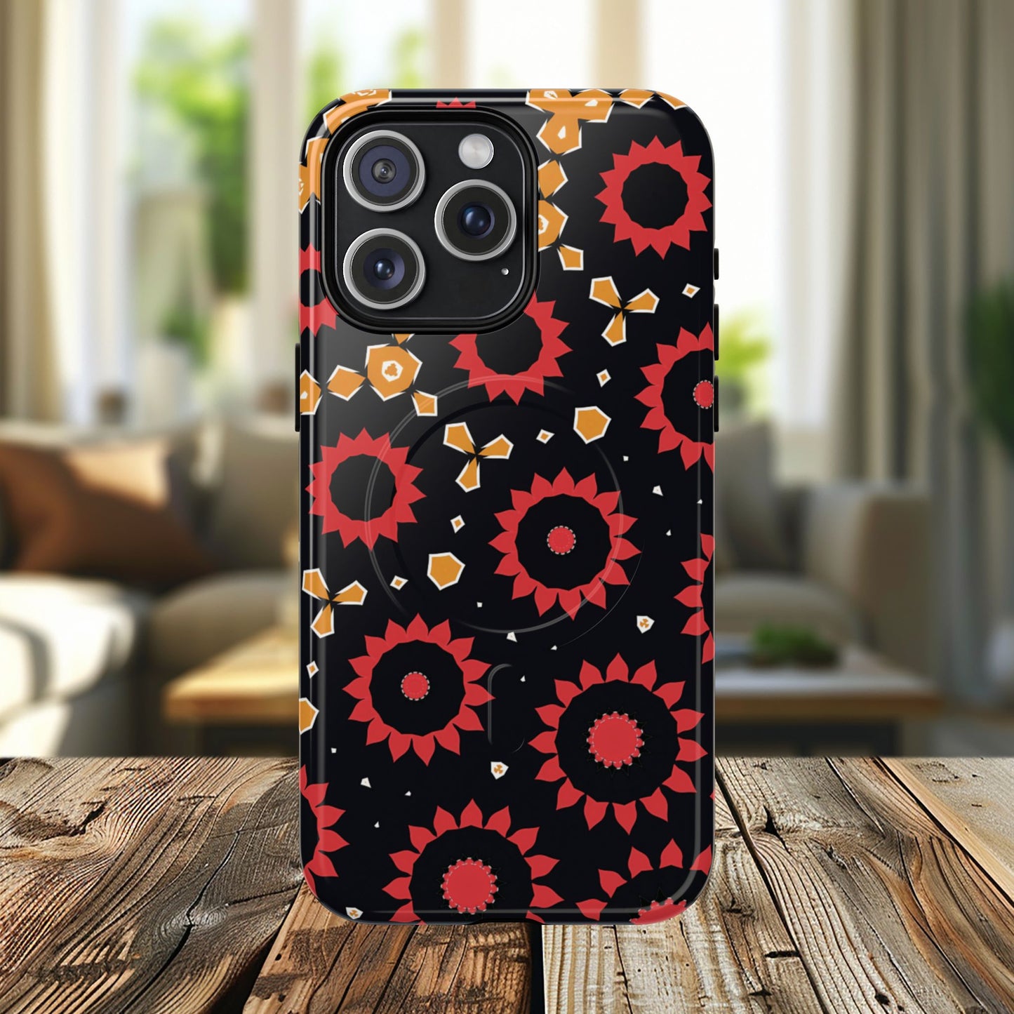 Midnight Ember Bloom Tough Magnetic iPhone Case, Bohemian Floral Design, Stylish iPhone Protection, Gift for Her, Trendy iPhone Accessories