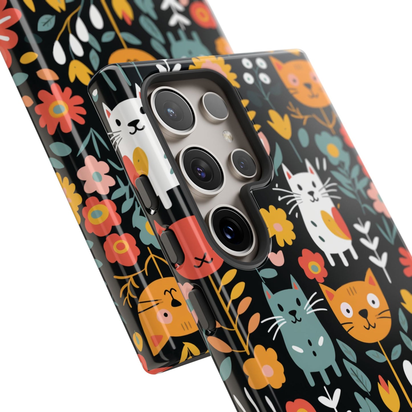 Whimsical Feline Garden iPhone, Samsung or Google Pixel Tough Cases