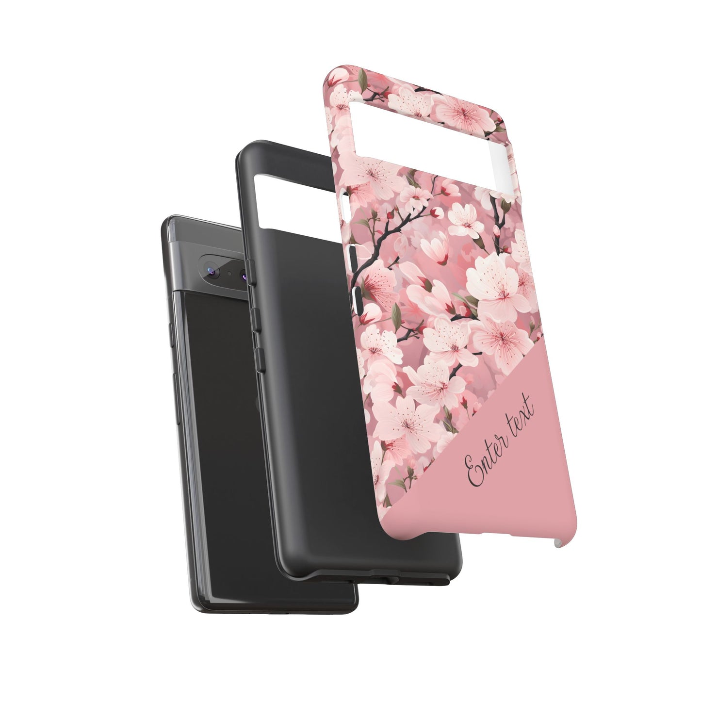 Personalized Cherry Blossom Tough Phone Case — Pink Floral Protective Case for Samsung & Google