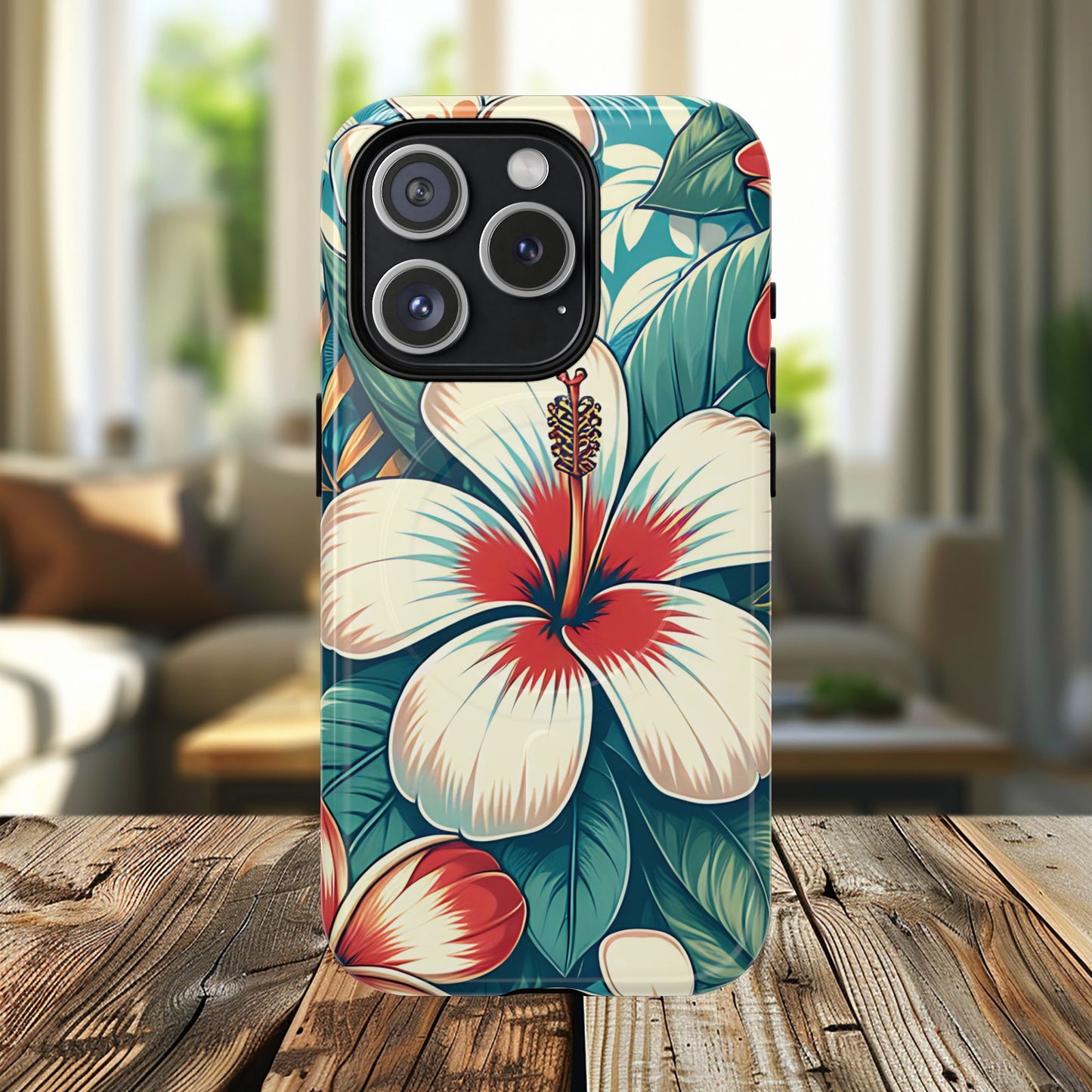 Tropical Hibiscus MagSafe® iPhone® Tough Case - Stylish Phone Protection Gift for Nature Lovers, Vibrant, Summer Vibes.