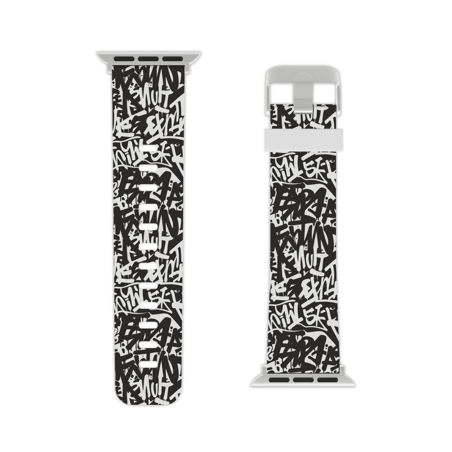 Urban Graffiti Trendy Apple Watch Band with Urban Design - Black and White Graffiti Style