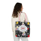Personalized Black Composition Book Inspired Canvas Tote Bag with Colorful Straps, Cute School Bag, Eco-Friendly Tote, Back to School Shopping Bag, Teacher Gift Idea