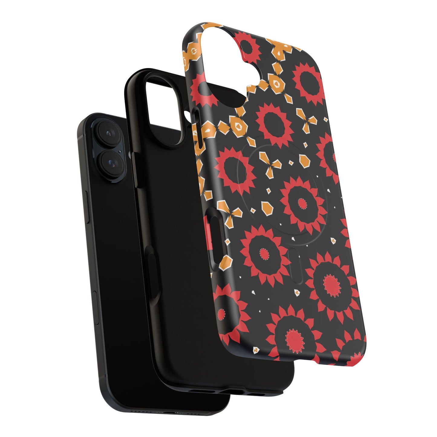 Midnight Ember Bloom Tough Magnetic iPhone Case, Bohemian Floral Design, Stylish iPhone Protection, Gift for Her, Trendy iPhone Accessories