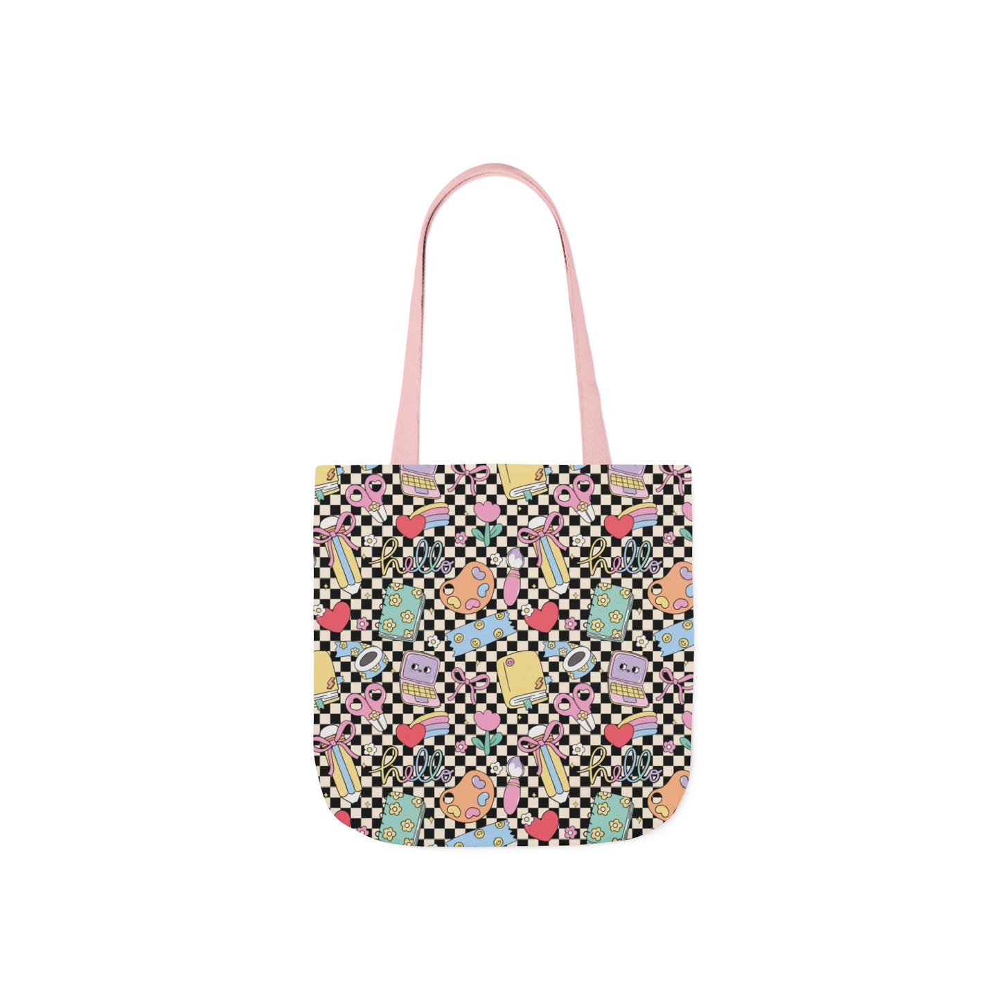 Personalized Black Doodle Daydream Composition Book Inspired Canvas Tote Bag with Colorful Straps, Cute School Bag, Eco-Friendly Tote, Back to School Shopping Bag, Teacher Gift Idea