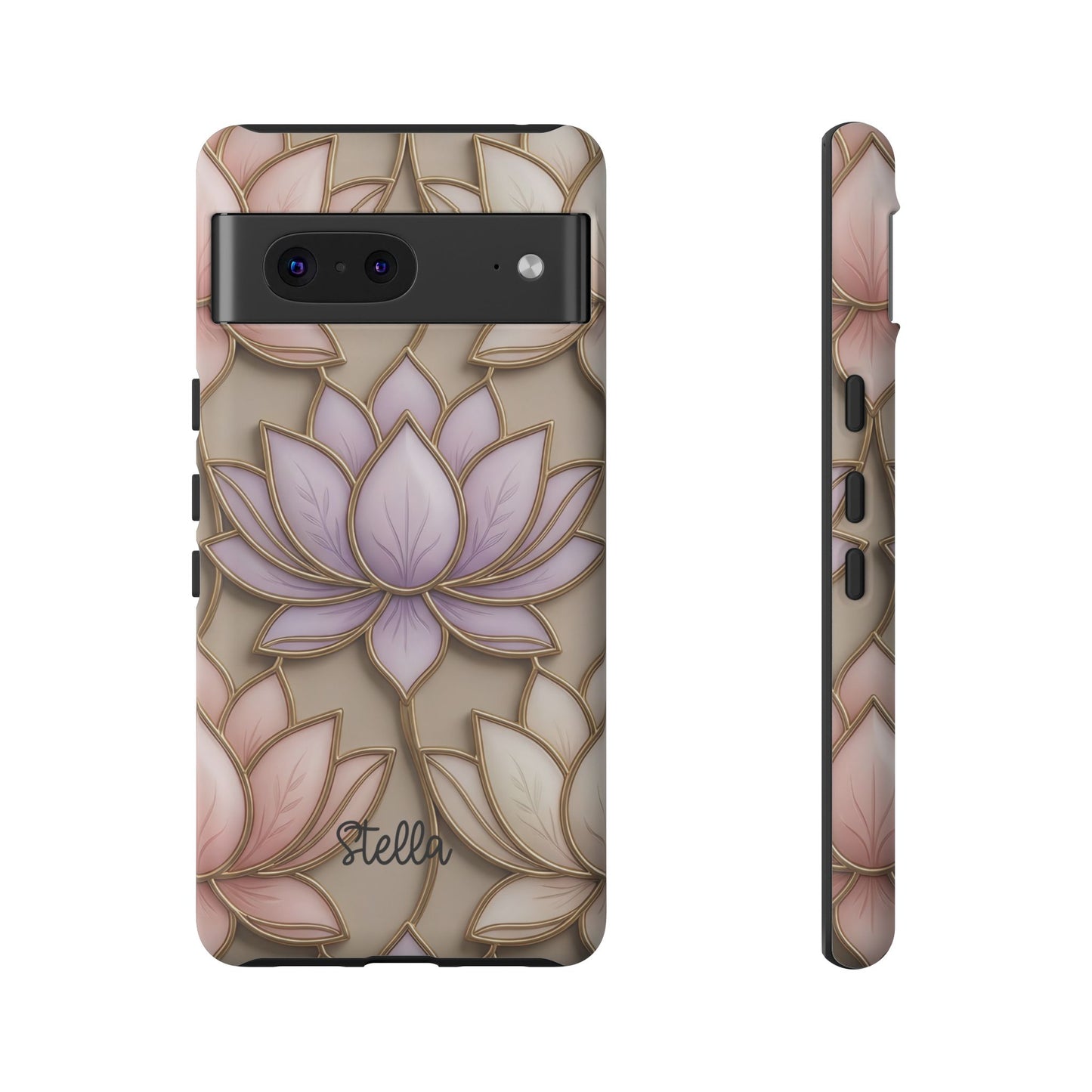 Personalized Lotus Floral Stained Glass Effect Tough Phone Case