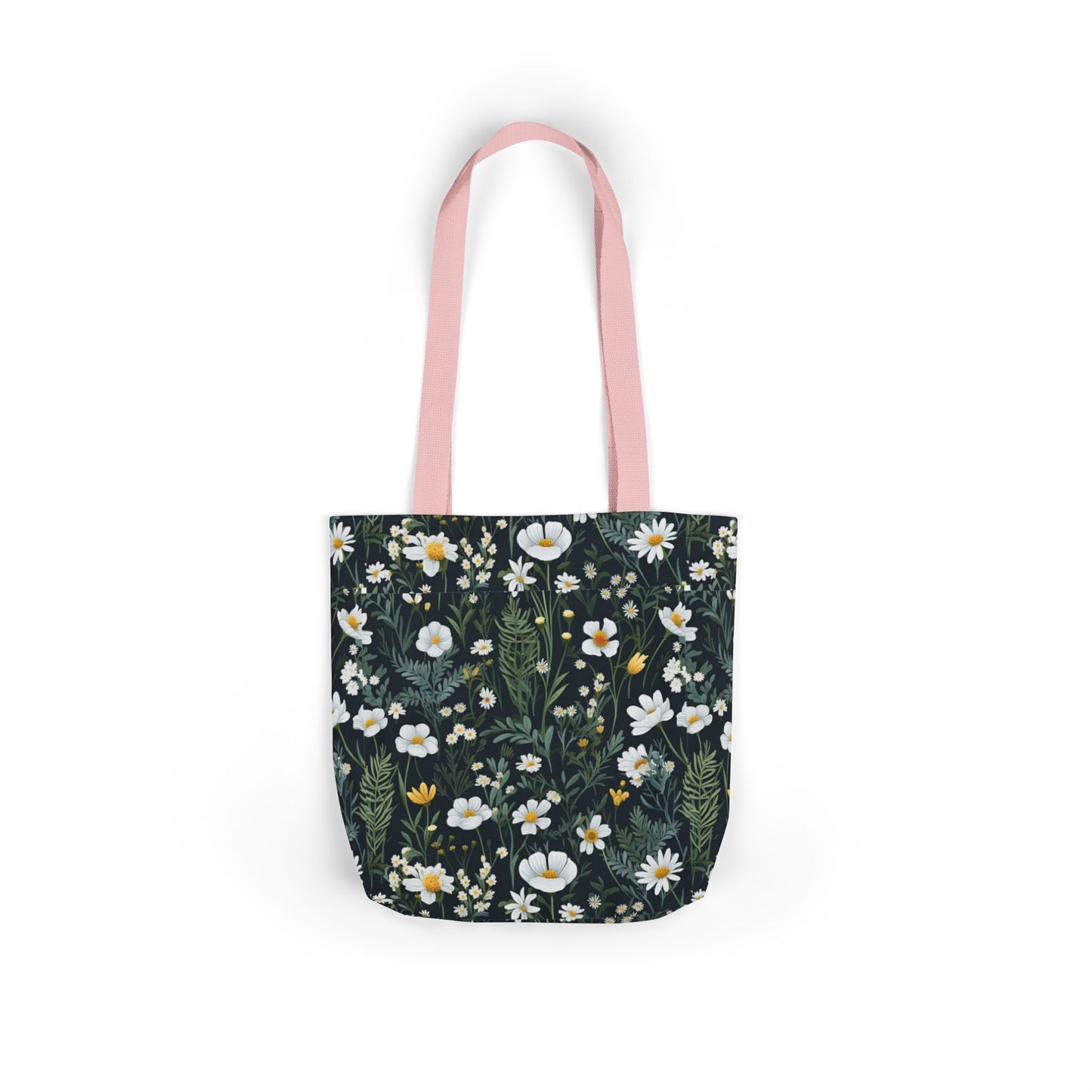 Daisy Delight Floral Canvas Tote Bag with 5-Color Straps | Eco-Friendly Shopping Bag