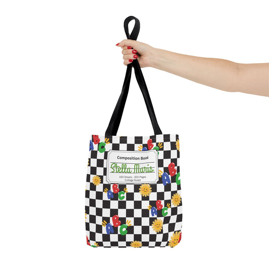 Personalized Schoolyard Chic Composition Book Inspired Tote Bag, Back to School Tote, Teacher Gift, Kids Bag, Custom Name Bag, Educational Accessories, Back to School Tote Bag.