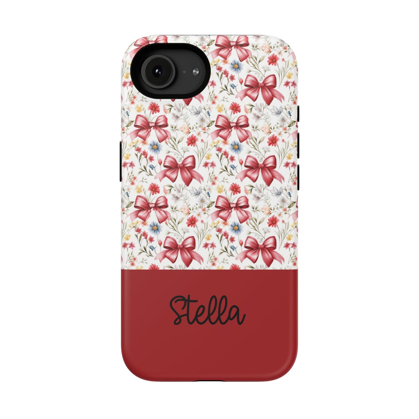 Personalized Rosette Coquette Floral Bow iPhone and Samsung Impact-Resistant Case — Custom Name Case