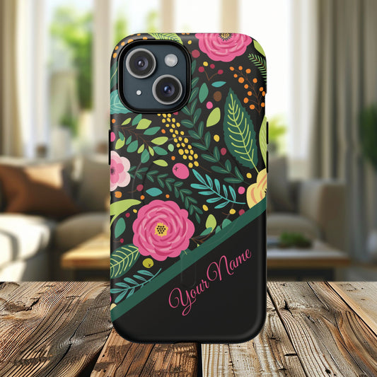 Personalized Floral Fantasy Tough Magnetic iPhone Cases- a Gift for Gardeners, Mother's Day, Birthday Gift, Anniversary Gift, Presents