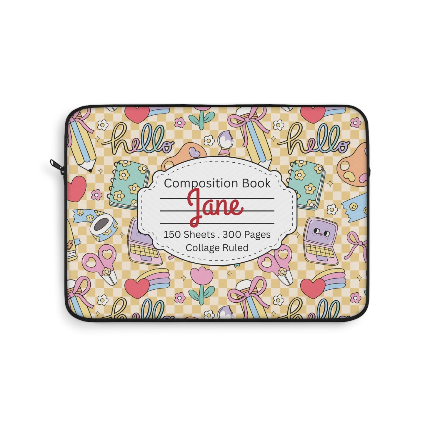 Personalized Doodle Daydream Composition Book Inspired Laptop Sleeve, Educational Gift for Teachers, Classroom Organization, Back to School, Unique Teacher Accessory