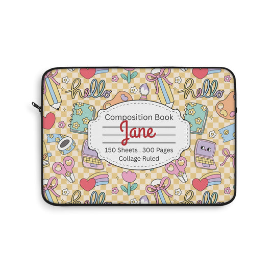 Personalized Doodle Daydream Composition Book Inspired Laptop Sleeve, Educational Gift for Teachers, Classroom Organization, Back to School, Unique Teacher Accessory