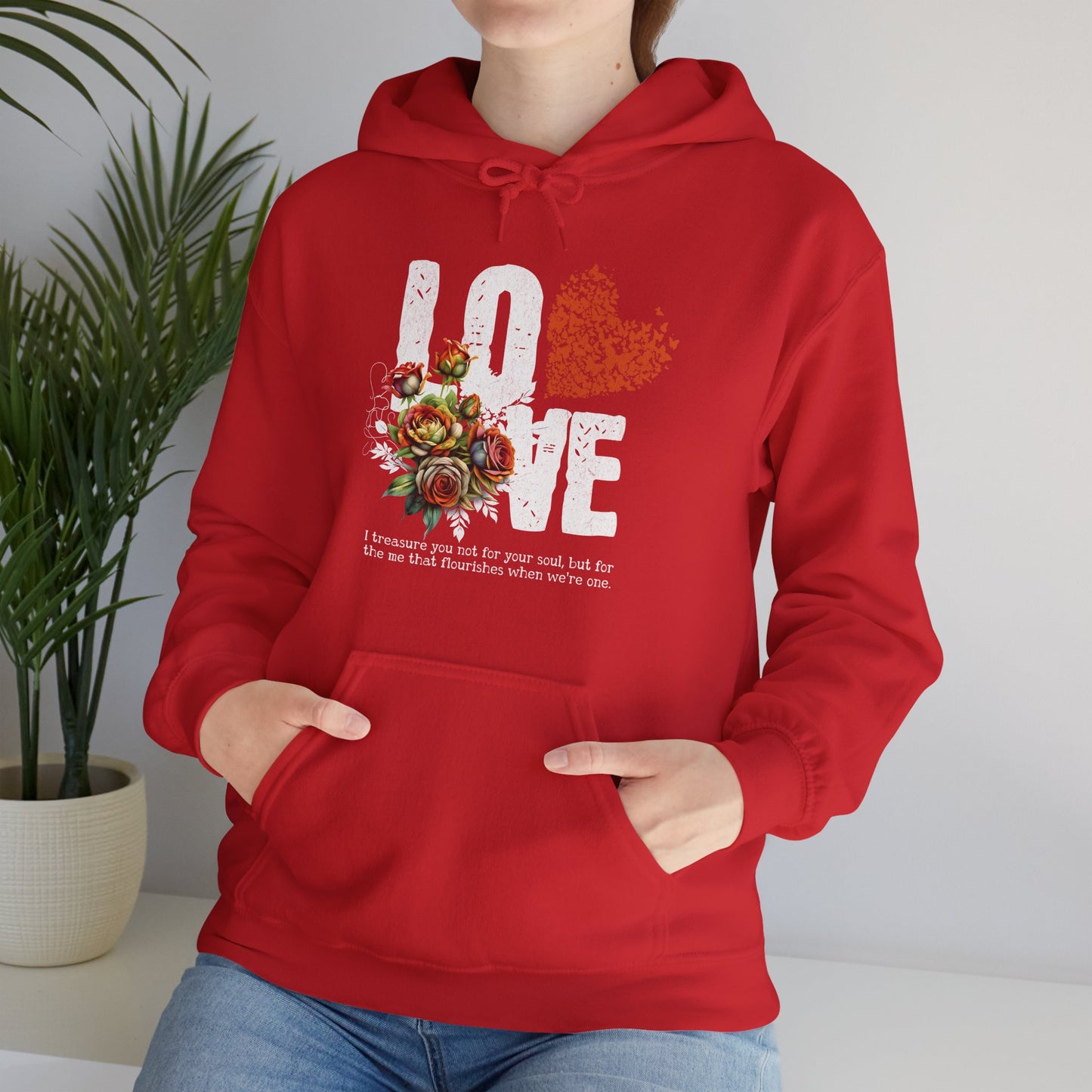 Love Floral Sweatshirt - Unisex Heavy Blend™ Hooded Pullover for Comfort and Style