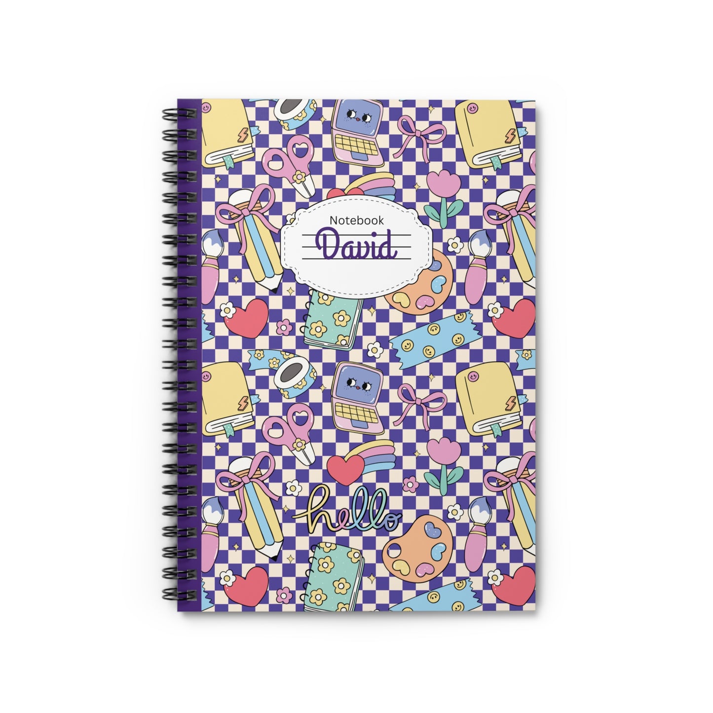 Personalized Purple Doodle Daydream Composition Book Inspired Playful ABC Spiral Notebook - Perfect for School, Journaling, Kids, Teachers, Back to School Gifts
