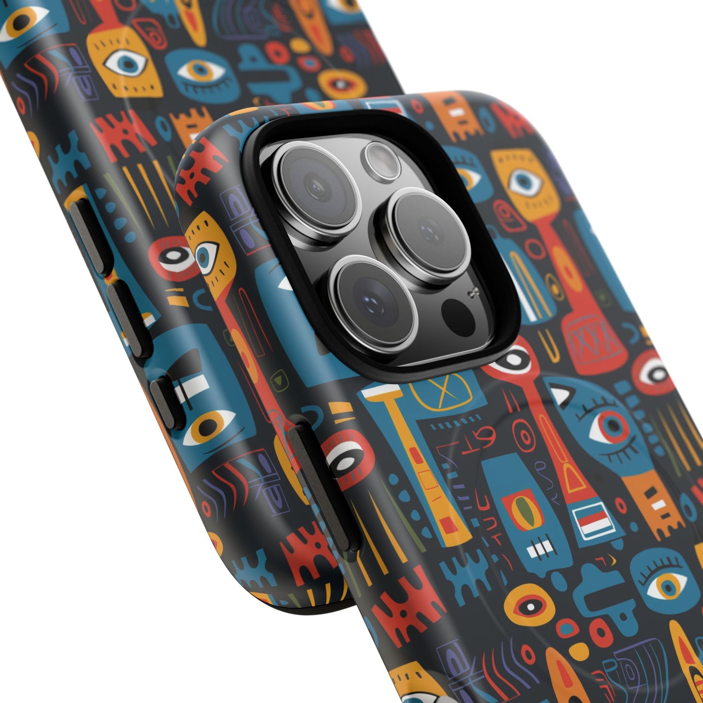 Urban Totem Vibe Tough iPhone Magnetic Case, Colorful Bohemian Art, Unique Gift for Him/Her, Holiday Accessory, iPhone Protection, MagSafe iPhone Case.