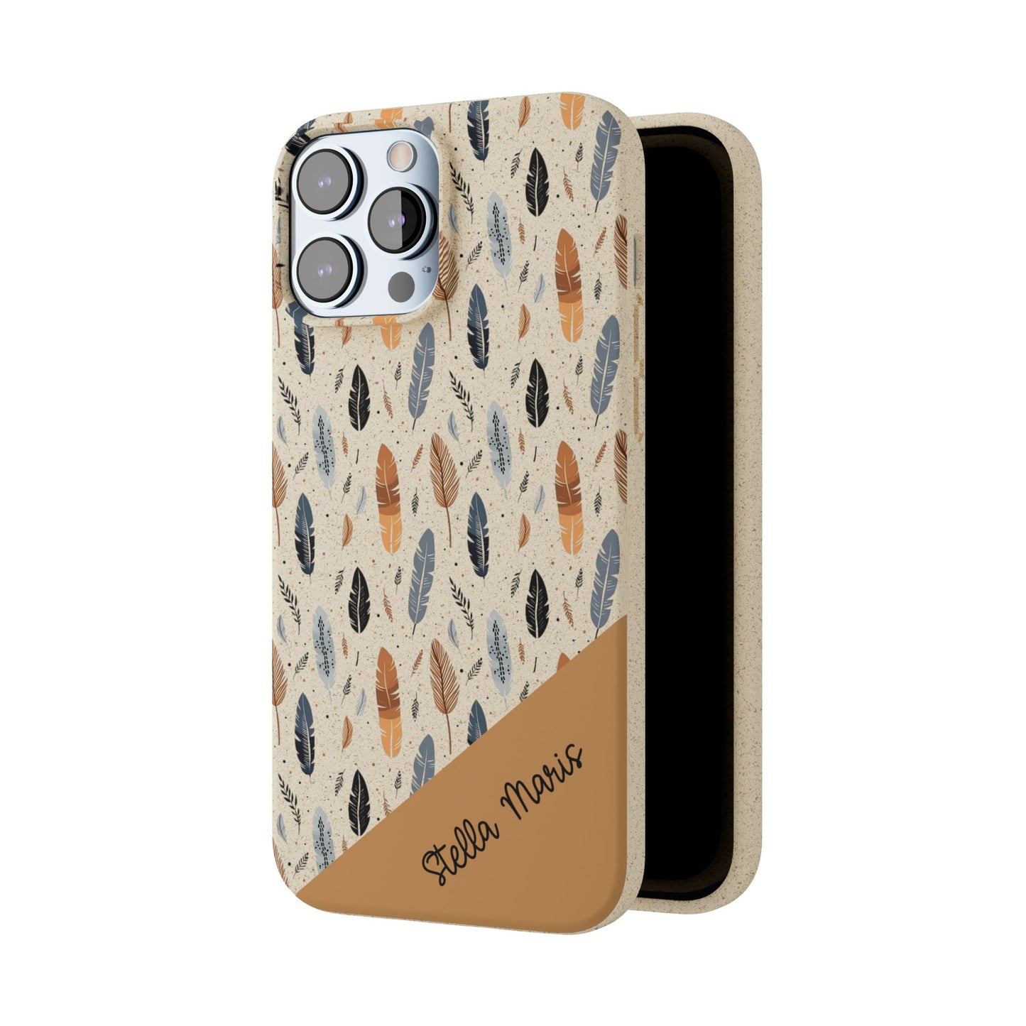 Personalized Whispering Feathers Samsung and iPhone Biodegradable Case, Custom Name Case.
