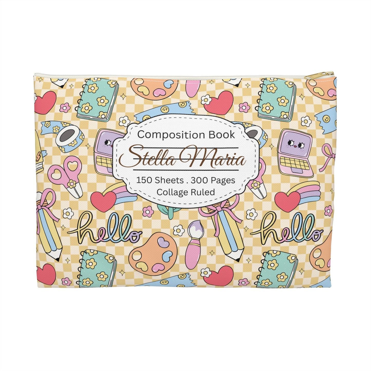 Personalized Doodle Daydream Composition Book Inspired Accessory Pouch, Kids School Supplies, Classroom Organizer, Teacher Gift, Fun Stationery Case, Back to School