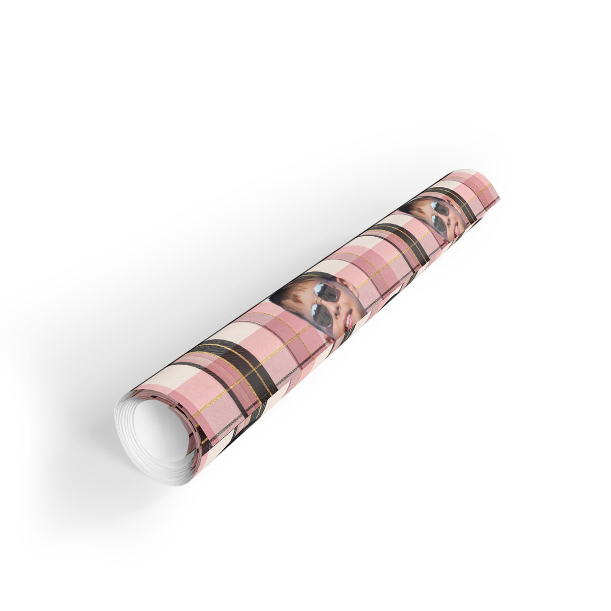 Personalized Photo Plaid Wrapping Paper Roll — Custom Face Gift Wrap
